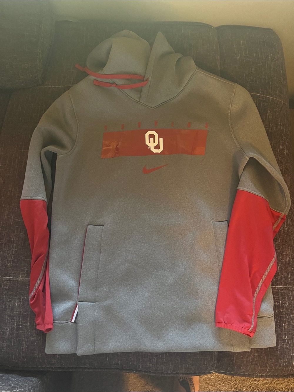 Nike Gray & Crimson OU Pullover Hoodie